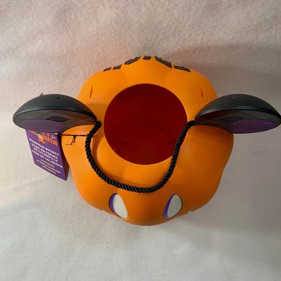 Disney Parks Mickey Mouse Light Up Musical Pumpkin Trick or Treat Bucket New - Picture 5 of 8